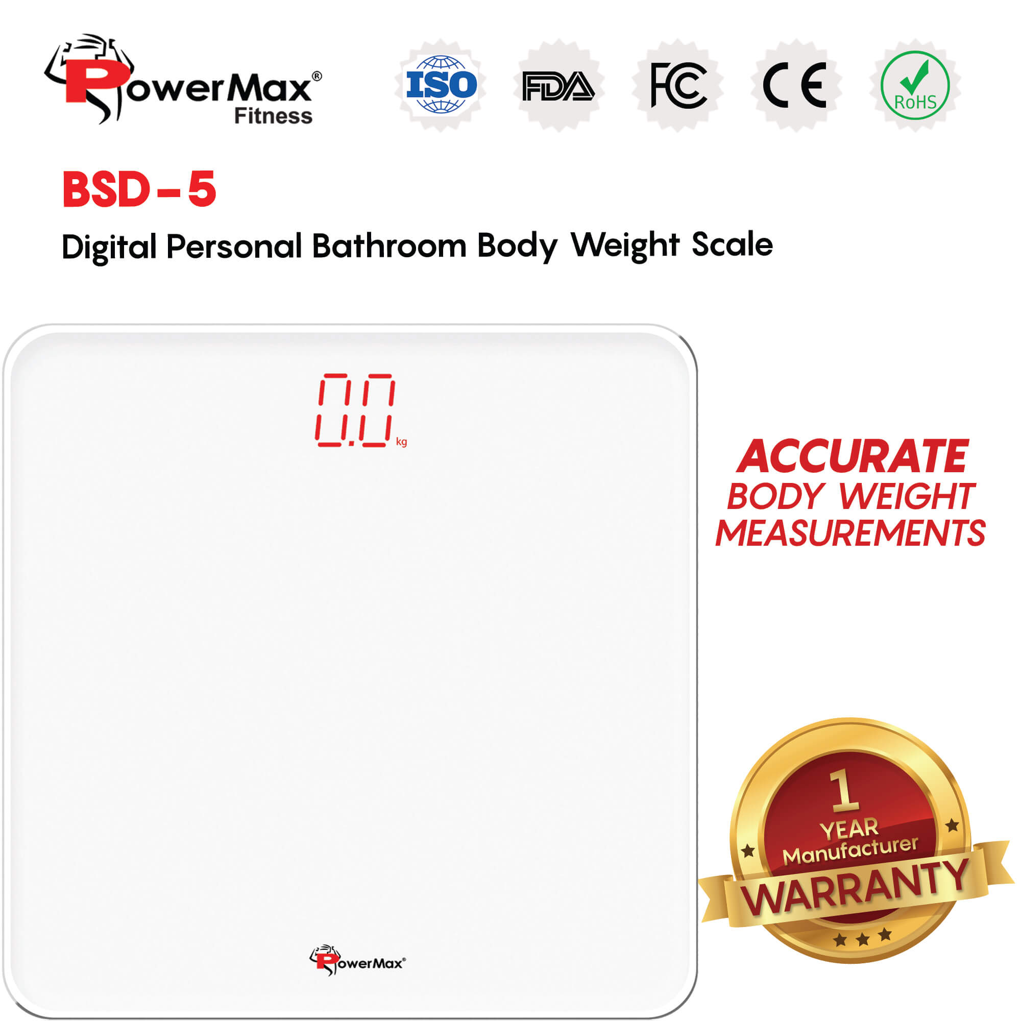 PowerMax Fitness BSD-5 Digital Personal Bathroom Body Weight Scale