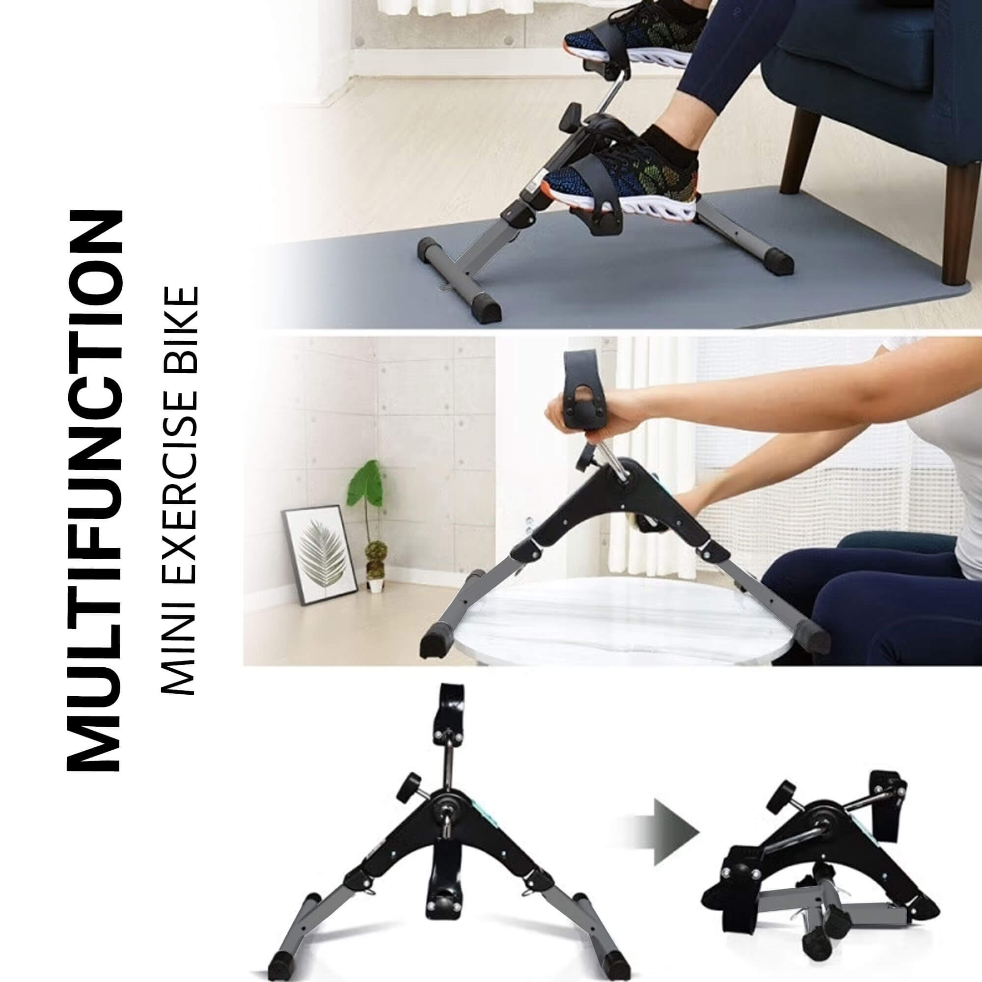 PowerMax Fitness BS-MINI Mini Cycle Pedal Exerciser with Adjustable Resistance and Digital Display - For Light Leg and Arm Exercise