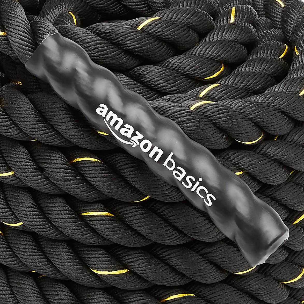 PowerMax Fitness RB-12M Gym Battle Rope with Protective Hand Grip for Strenghth Training Exercise and Home Gym Workout