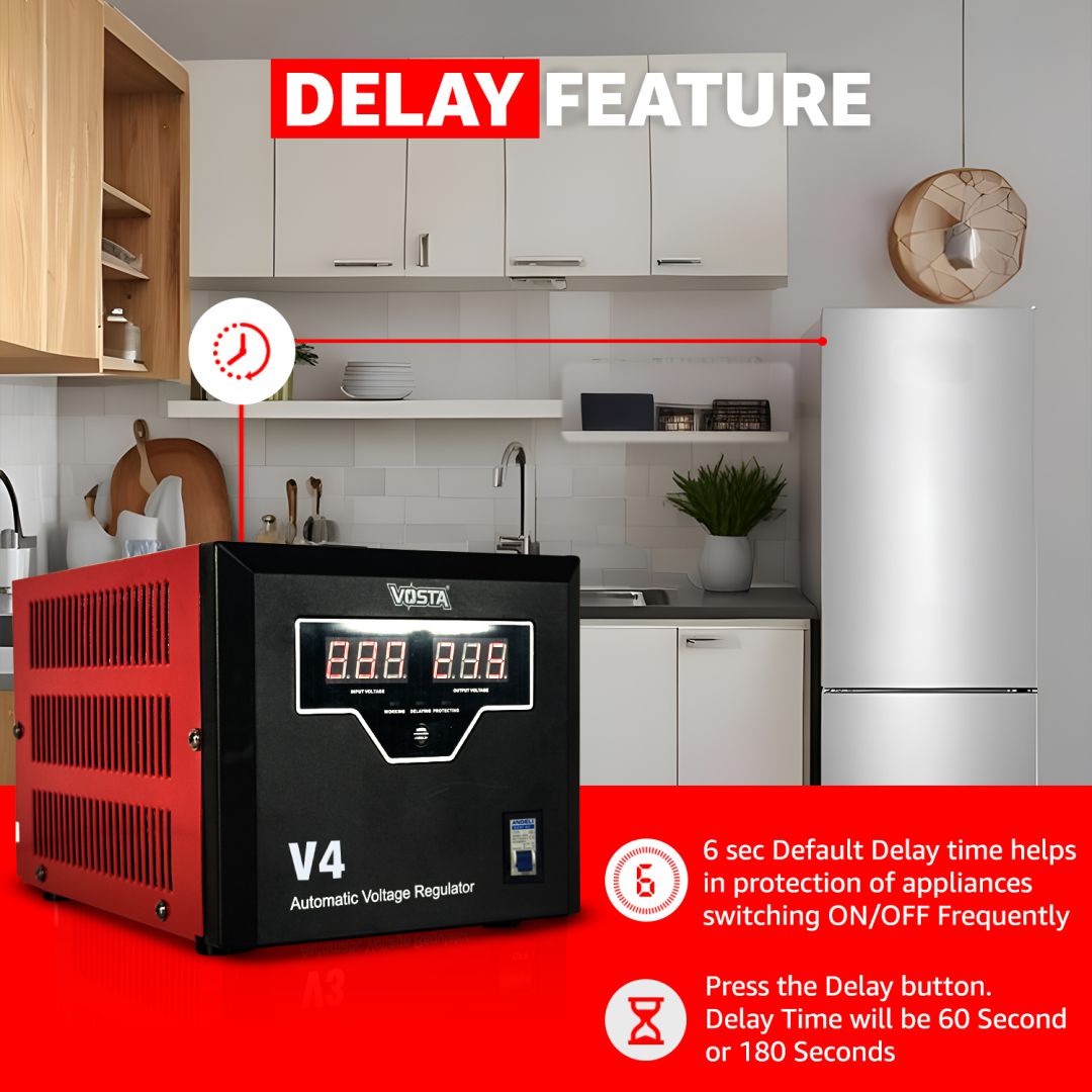 Vosta V4 Digital Stabilizer - Input: 180~270 VAC & Output: 220 VAC (±9%)